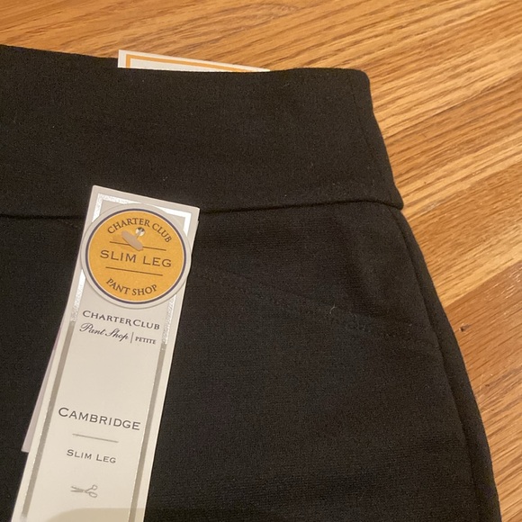 NWT Charter Club Cambridge Tummy Control Slim Leg Black Ponte Pants, 6P SHORT - Picture 4 of 5
